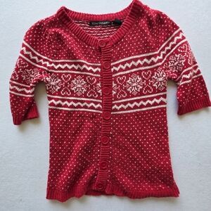 Red and White Women's Cardigan